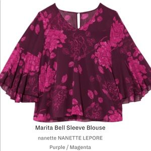 Nanette Belle Sleeve Floral Peasant Top 1X NWT
